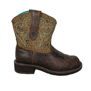 Ariat FatBaby Leopard Cowboy Boots Womens US 8 B Brown 10015363 Outdoors Leather